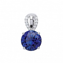 925 Sterling Silver CZ & Creative Sapphire and Micropavé Drop Pendant