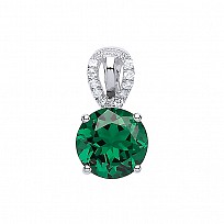 925 Sterling Silver CZ & Creative Emerald Micropavé Set Drop Pendant