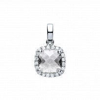 925 Sterling Silver Cubic Zirconia Cushion Cut Fancy Pendant