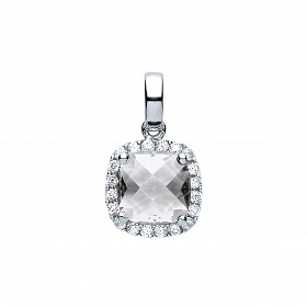 925 Sterling Silver Cubic Zirconia Cushion Cut Fancy Pendant