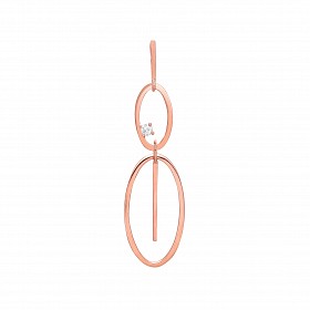 Rose Gold Plated Fancy CZ Oval & Line Drop Pendant