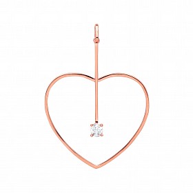 Rose Gold Plated Fancy CZ Heart & Line Pendant