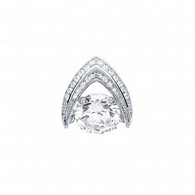 925 Sterling Silver CZ Pave Set Fancy Pendant With Floating CZ Stone