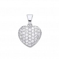 Silver CZ Fancy Heart Pendant