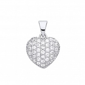 Silver CZ Fancy Heart Pendant