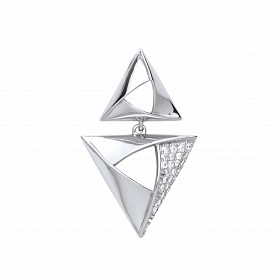 925 Sterling Silver CZ Triangle Shape Drop Pendant