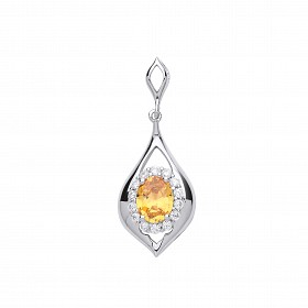 925 Sterling Silver CZ & Citrine Fancy Pendant
