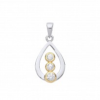 925 Sterling Silver & Gold Plated CZ Fancy Pendant