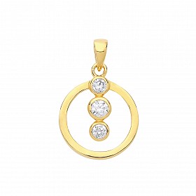 Gold Plated CZ Circle Pendant