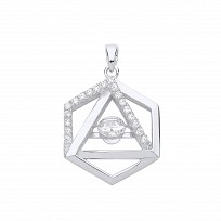 Gold Plated Floating CZ Hexagon Double Link Pendant