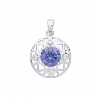 Gold Plated CZ & Tanzanite Cutout Pendant