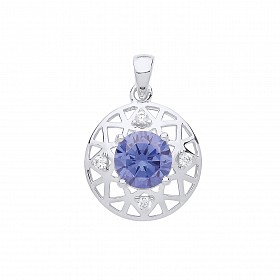 Gold Plated CZ & Tanzanite Cutout Pendant