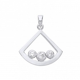 Silver Rhodium Plated CZ Fancy Pendant