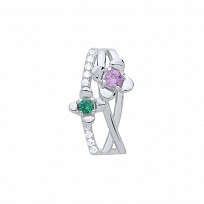Rose Gold CZ, Emerald & Amethyst Flower Fancy Pendant