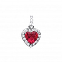 925 Sterling Silver CZ & Ruby Heart Pendant