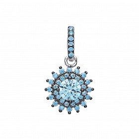 925 Sterling Silver CZ & Turquoise Cluster Pendant