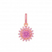 Rose Gold Plated Pink Tourmaline CZ Cluster Pendant