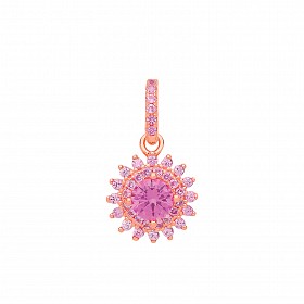 Rose Gold Plated Pink Tourmaline CZ Cluster Pendant