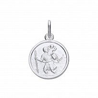 925 Sterling Silver Rhodium Plated Small St Christopher Pendant