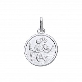925 Sterling Silver Rhodium Plated Small St Christopher Pendant