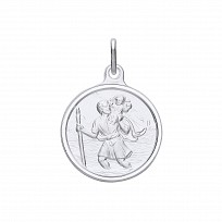 925 Sterling Silver Rhodium Plated Medium St Christopher Pendant