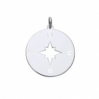 925 Sterling Silver Compass Cutout Pendant