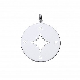 925 Sterling Silver Compass Cutout Pendant