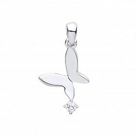 Silver CZ Butterfly Pendant