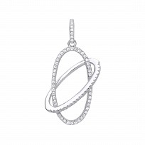 925 Sterling Silver CZ Entwined Oval Pendant