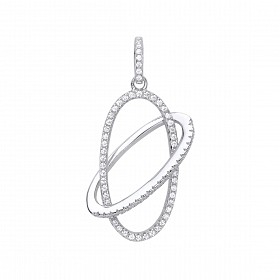 925 Sterling Silver CZ Entwined Oval Pendant