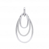 Silver CZ Triple Oval Entwined Pendant
