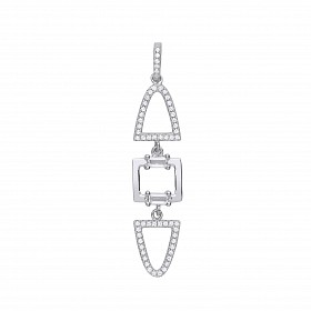 Silver CZ Triple Shape Fancy Drop Pendant