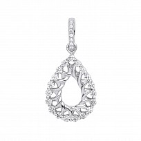 Silver CZ Fancy Tear Drop Pendant