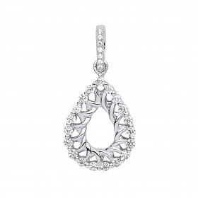 Silver CZ Fancy Tear Drop Pendant