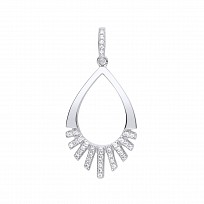 Silver CZ Fancy Tear Drop Pendant