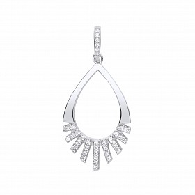 Silver CZ Fancy Tear Drop Pendant