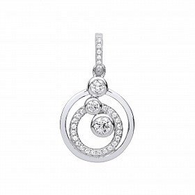 Silver CZ Fancy Circle Pendant