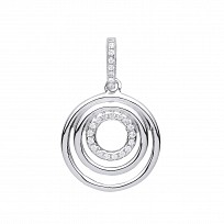 Silver CZ & Polished Triple Circle Pendant