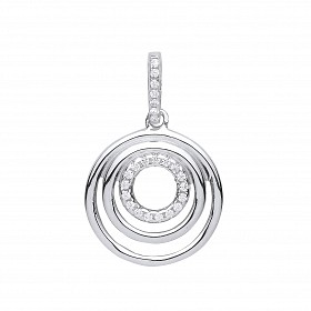 Silver CZ & Polished Triple Circle Pendant