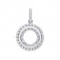 Silver CZ Fancy Circle Pendant