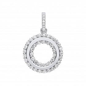 Silver CZ Fancy Circle Pendant
