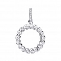 Silver CZ Fancy Circle Pendant