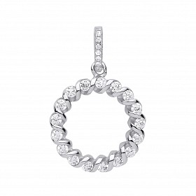 Silver CZ Fancy Circle Pendant