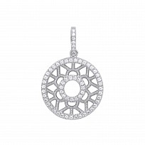 Silver CZ Fancy Cutout Circle Pendant
