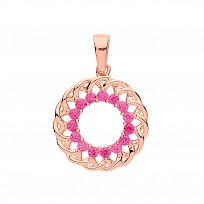 Rose Gold Plated Ruby CZ Fancy Circle Pendant