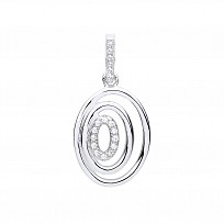 Gold Plated CZ Fancy Oval Pendant