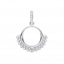 Gold Plated CZ Fancy Round Pendant