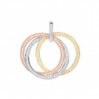 Silver, Rose & Gold Plated Interlocking Circles Pendant