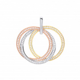 Silver, Rose & Gold Plated Interlocking Circles Pendant