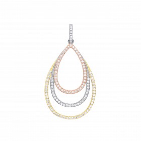 Silver, Rose & Gold Plated Tear Drop Pendant